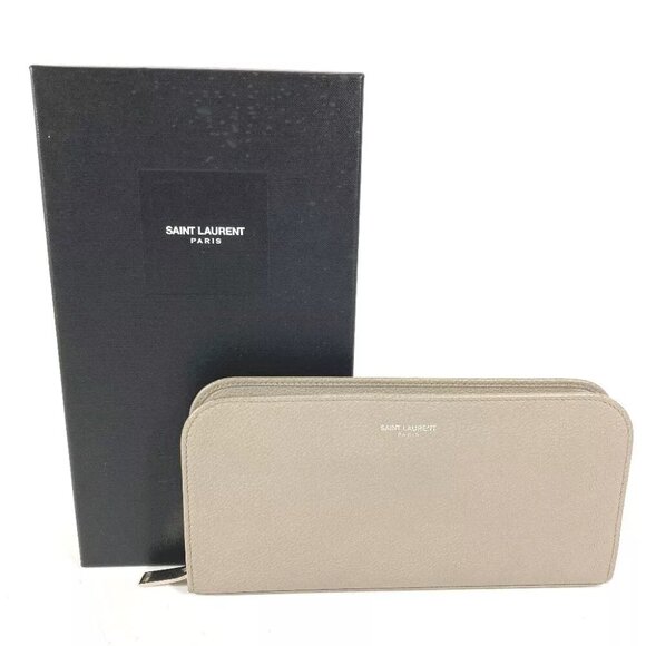 AUTHENTICITY GUARANTEED SAINT LAURENT PARIS Long wallet logo Zip Around - Picture 13 of 13
